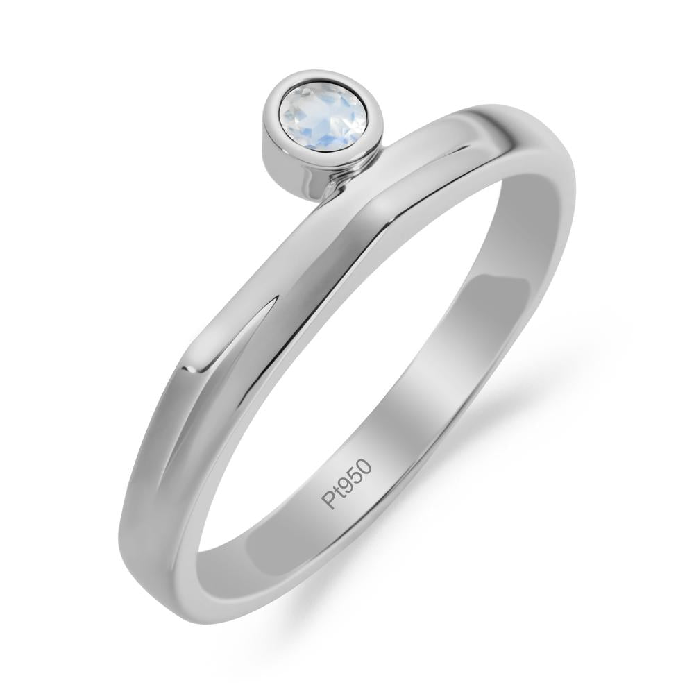 Bezel Set Moonstone Solitaire Ring - LUO Jewelry #metal_platinum