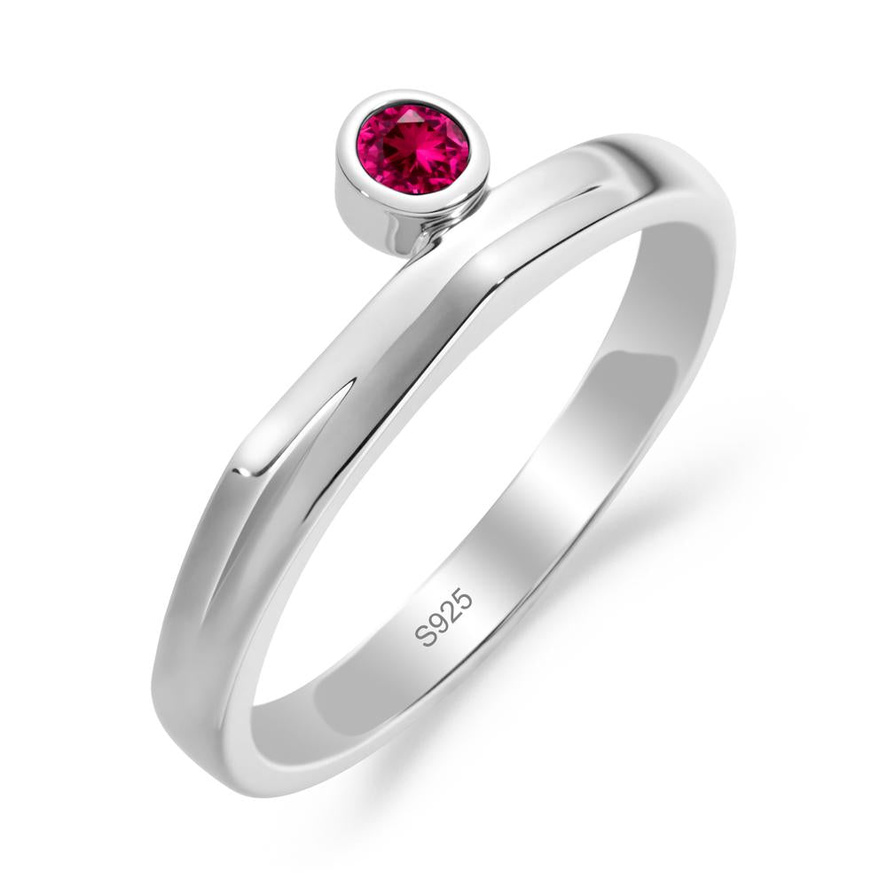 Round Ruby Bezel Ring - LUO Jewelry #metal_sterling silver