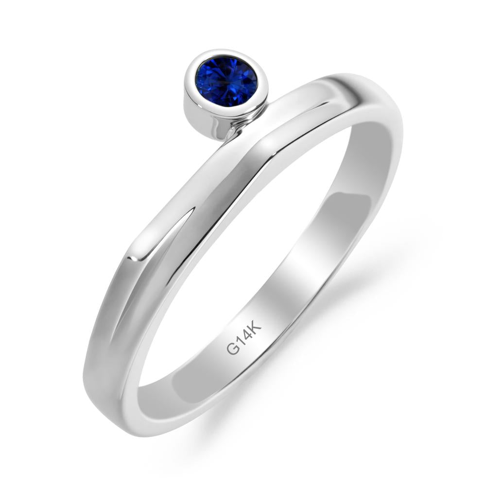 Round Sapphire Bezel Ring - LUO Jewelry #metal_14k white gold