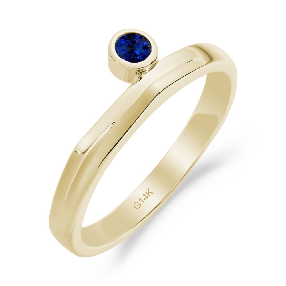 Round Sapphire Bezel Ring - LUO Jewelry #metal_14k yellow gold