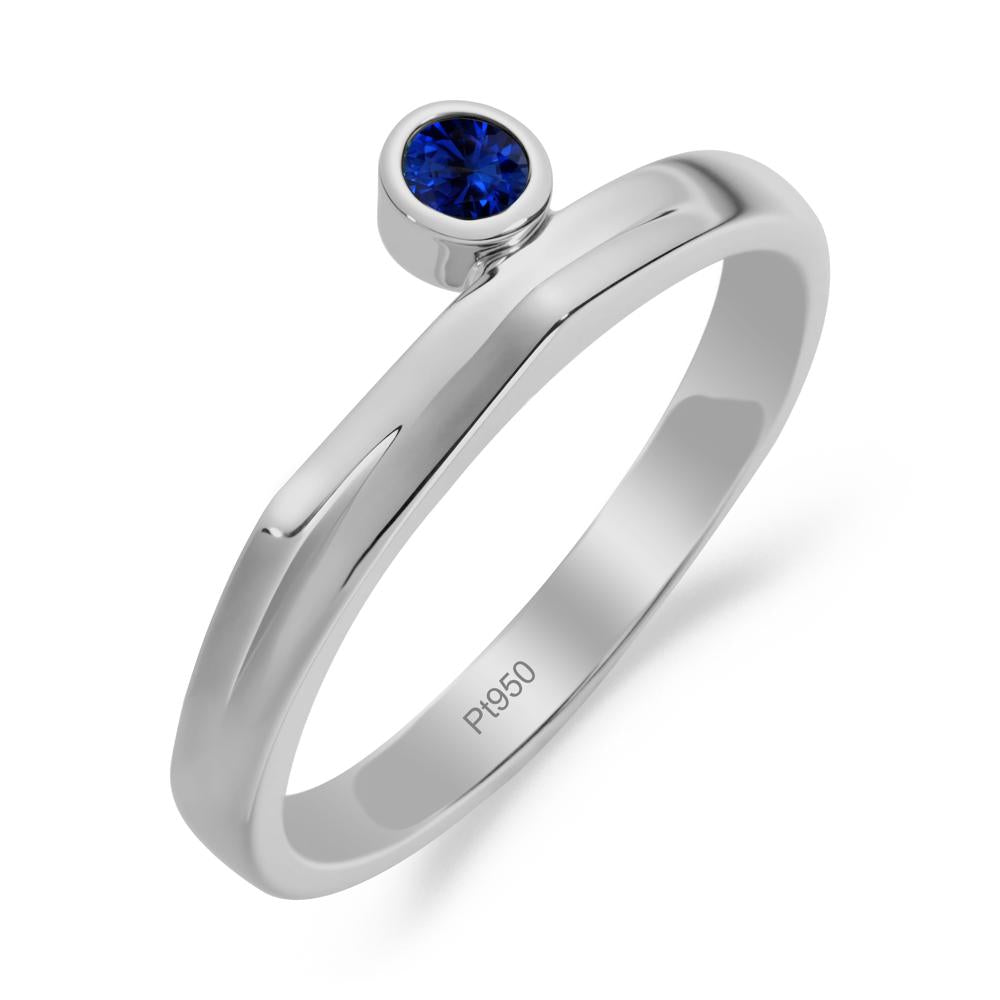 Round Sapphire Bezel Ring - LUO Jewelry #metal_platinum