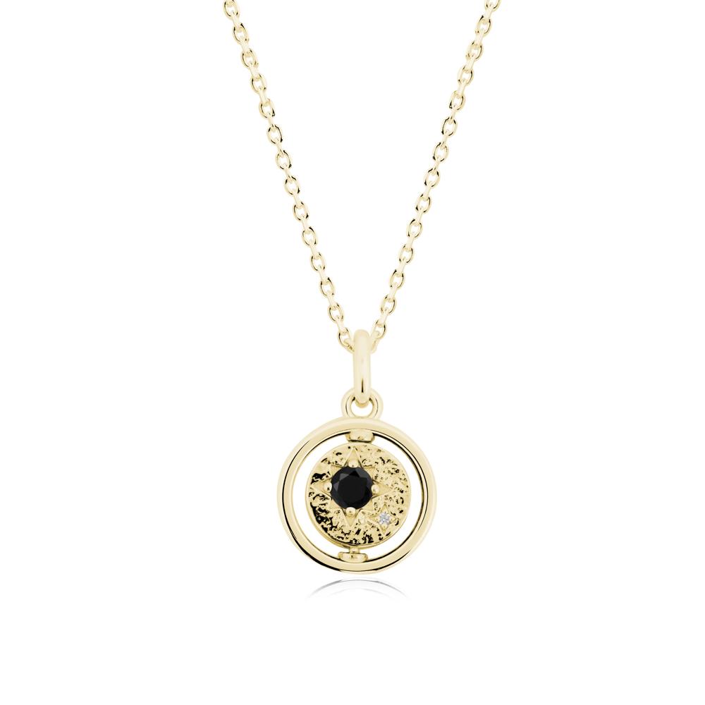 Custom Zodiac Spinner Black Spinel Necklace - LUO Jewelry #metal_18k yellow gold