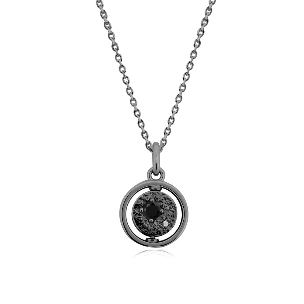 Custom Zodiac Spinner Black Spinel Necklace - LUO Jewelry #metal_black finish sterling silver