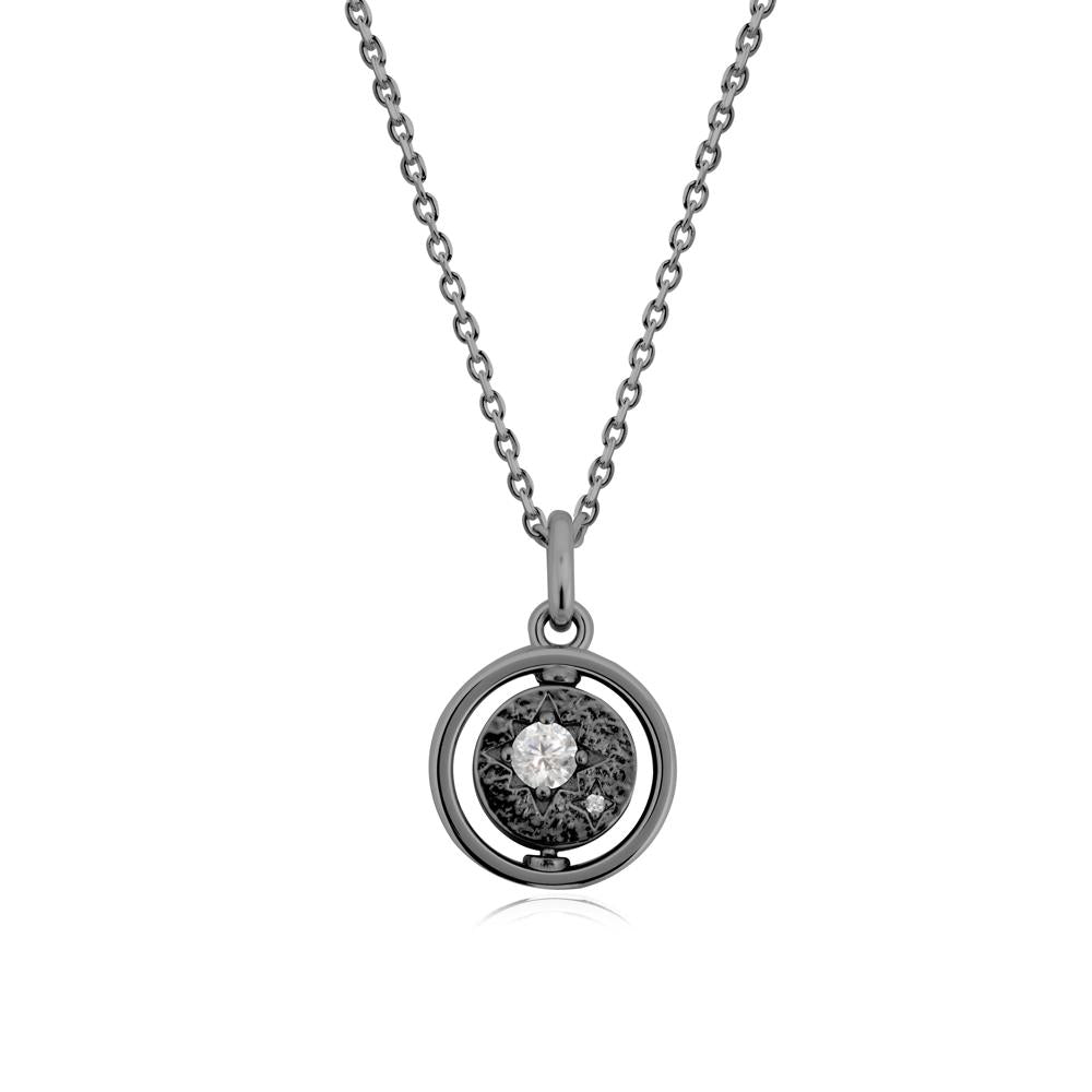 Custom Zodiac Signs Cubic Zirconia Spinning Necklace - LUO Jewelry #metal_black finish sterling silver