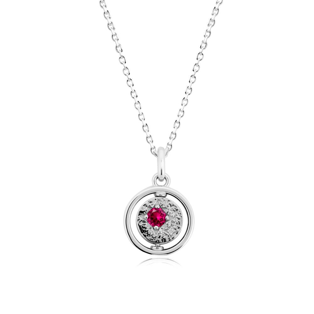 Personalized Zodiac Signs Spinning Ruby Pendant - LUO Jewelry #metal_18k white gold