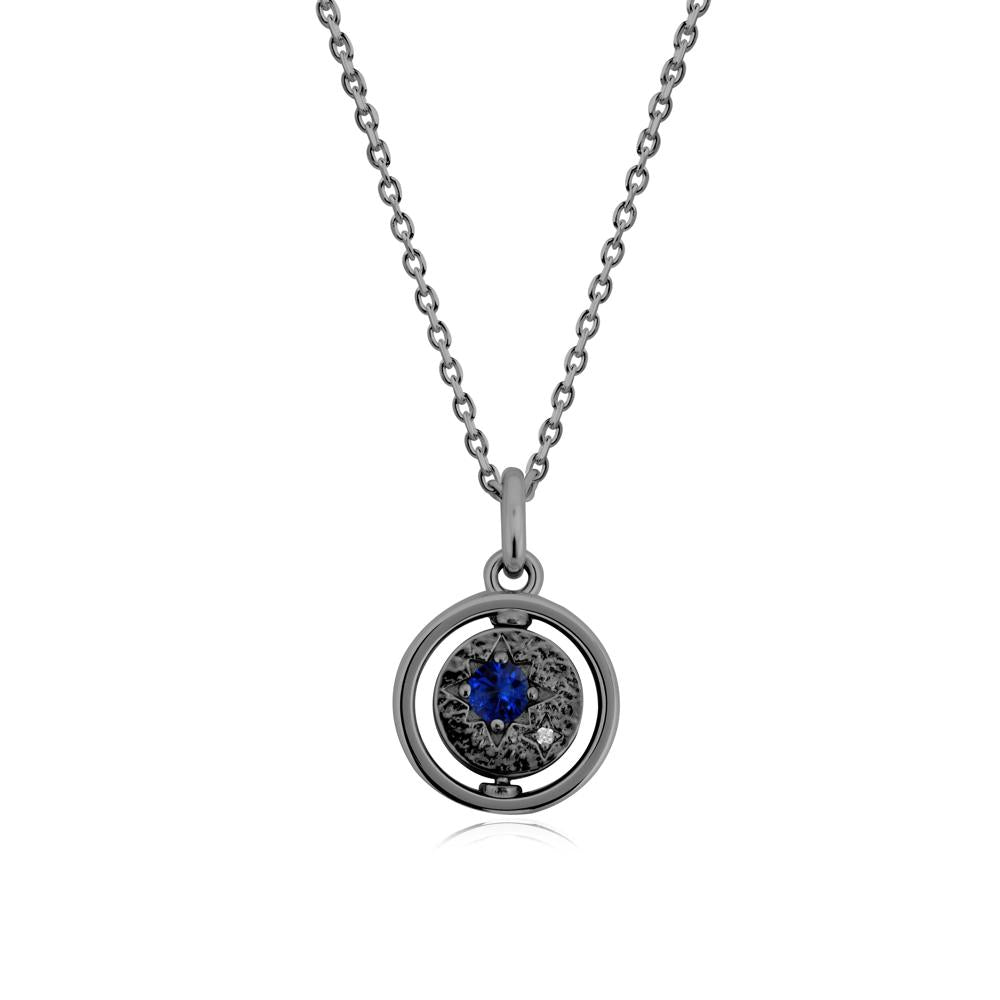 Personalized Zodiac Signs Spinning Sapphire Pendant - LUO Jewelry #metal_black finish sterling silver