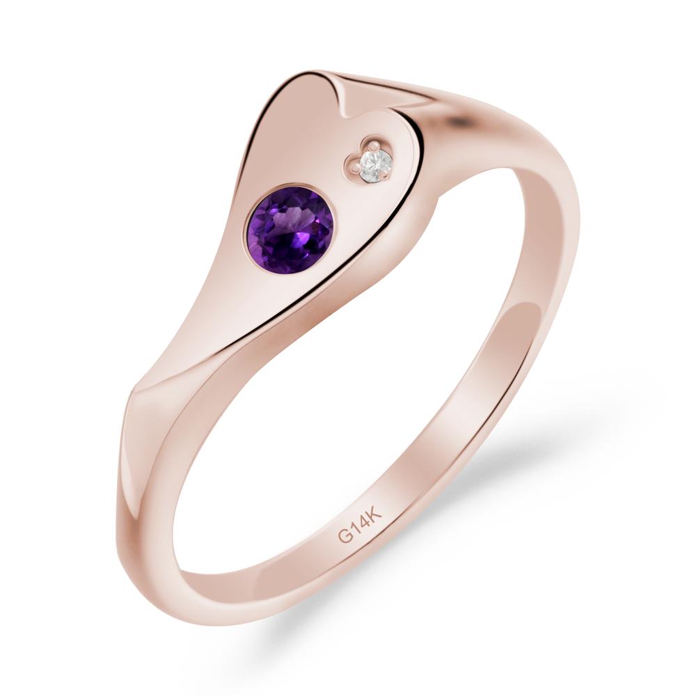 Bezel Set Round Amethyst Ring - LUO Jewelry #metal_14k rose gold