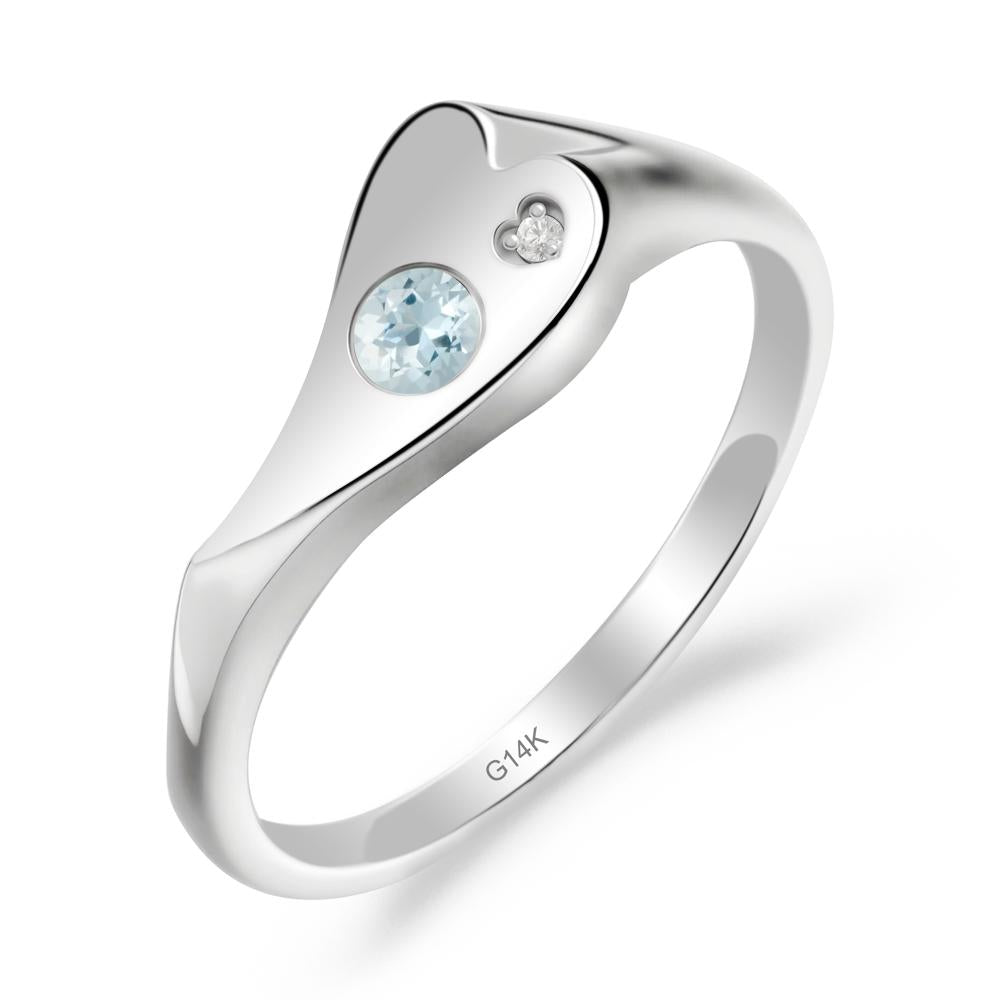 Aquamarine Heart Shaped Engagement Ring - LUO Jewelry #metal_14k white gold