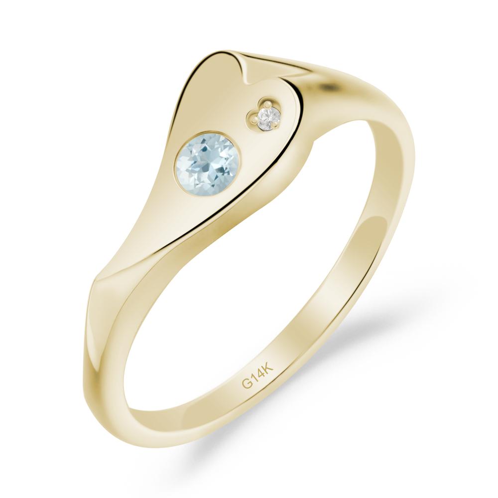 Aquamarine Heart Shaped Engagement Ring - LUO Jewelry #metal_14k yellow gold