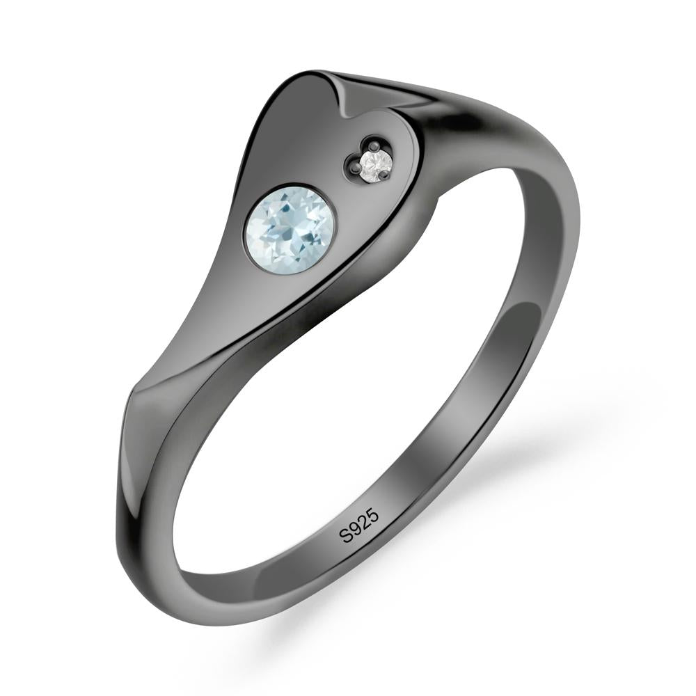 Aquamarine Heart Shaped Engagement Ring - LUO Jewelry #metal_black finish sterling silver