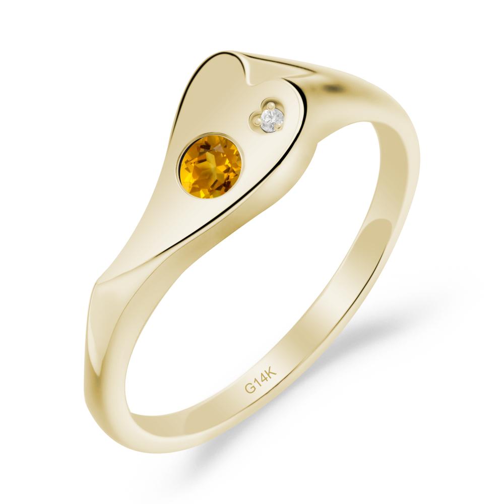 Citrine Heart Shaped Engagement Ring - LUO Jewelry #metal_14k yellow gold