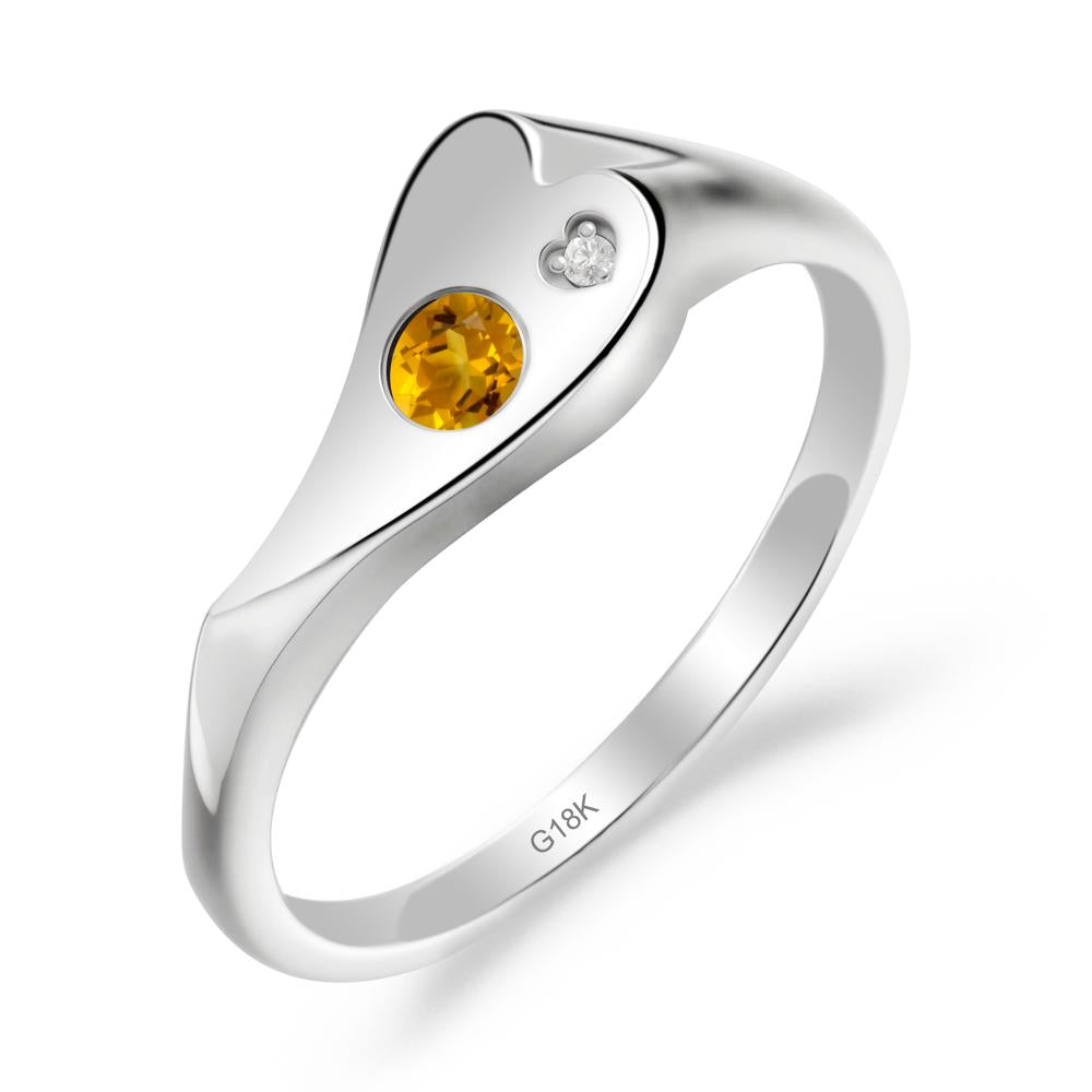 Citrine Heart Shaped Engagement Ring - LUO Jewelry #metal_18k white gold