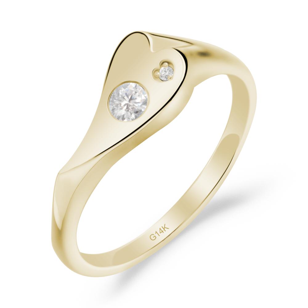 Cubic Zirconia Heart Shaped Engagement Ring - LUO Jewelry #metal_14k yellow gold