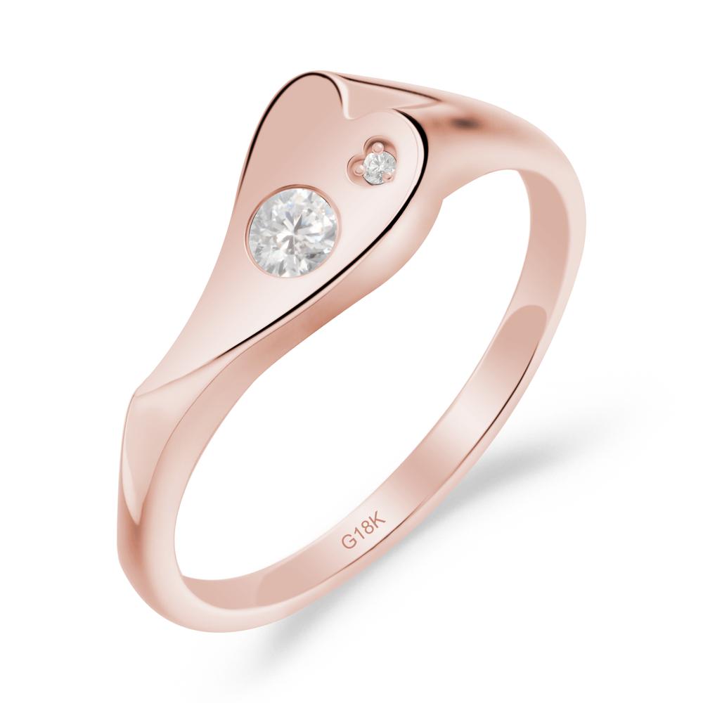 Cubic Zirconia Heart Shaped Engagement Ring - LUO Jewelry #metal_18k rose gold