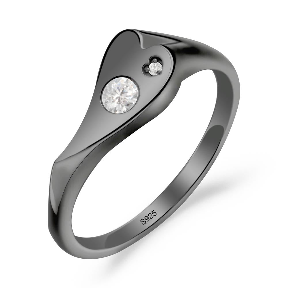 Cubic Zirconia Heart Shaped Engagement Ring - LUO Jewelry #metal_black finish sterling silver