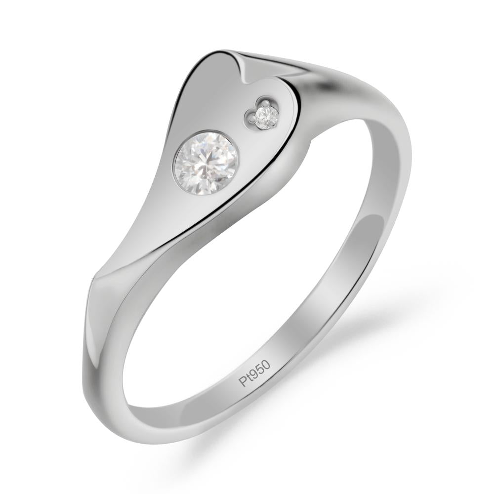 Cubic Zirconia Heart Shaped Engagement Ring - LUO Jewelry #metal_platinum