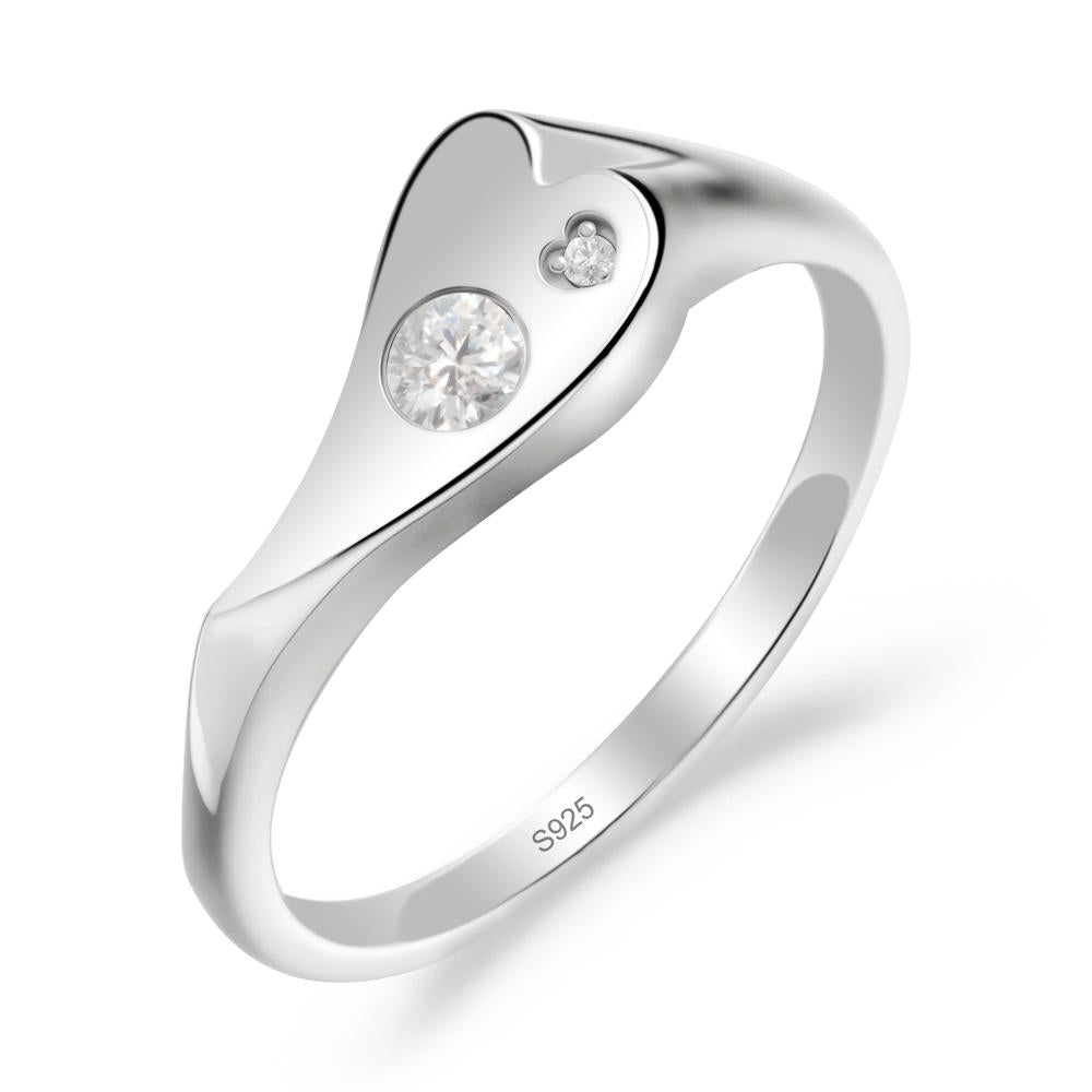 Cubic Zirconia Heart Shaped Engagement Ring - LUO Jewelry #metal_sterling silver