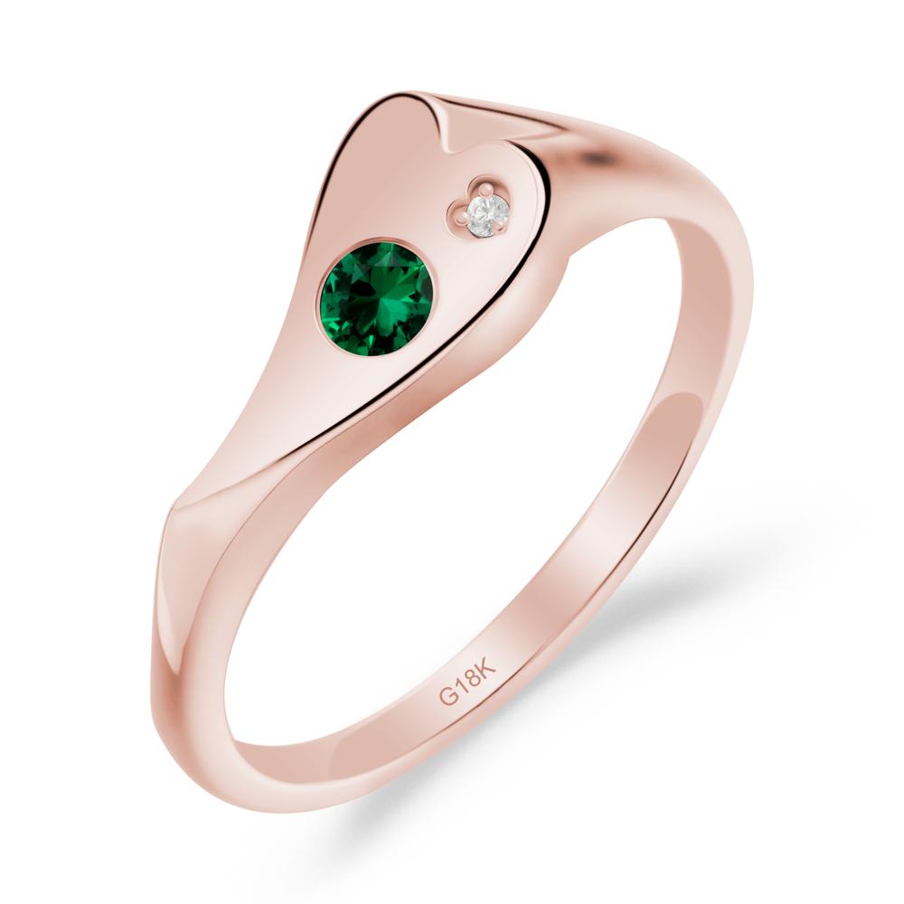 Bezel Set Round Emerald Ring - LUO Jewelry #metal_18k rose gold