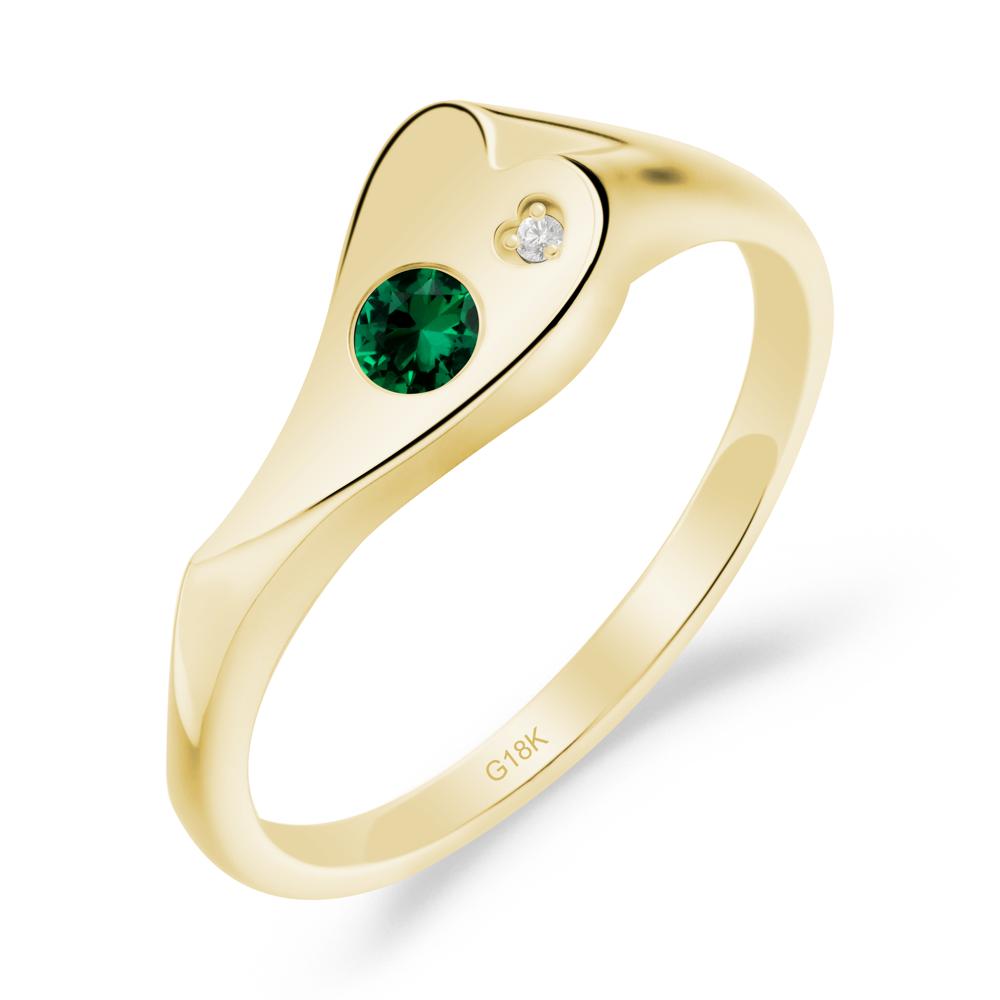 Bezel Set Round Emerald Ring - LUO Jewelry #metal_18k yellow gold