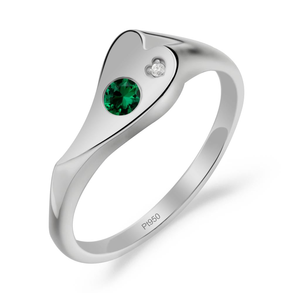 Bezel Set Round Emerald Ring - LUO Jewelry #metal_platinum