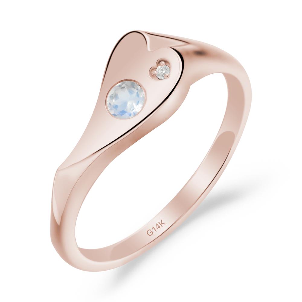 Bezel Set Round Moonstone Ring - LUO Jewelry #metal_14k rose gold