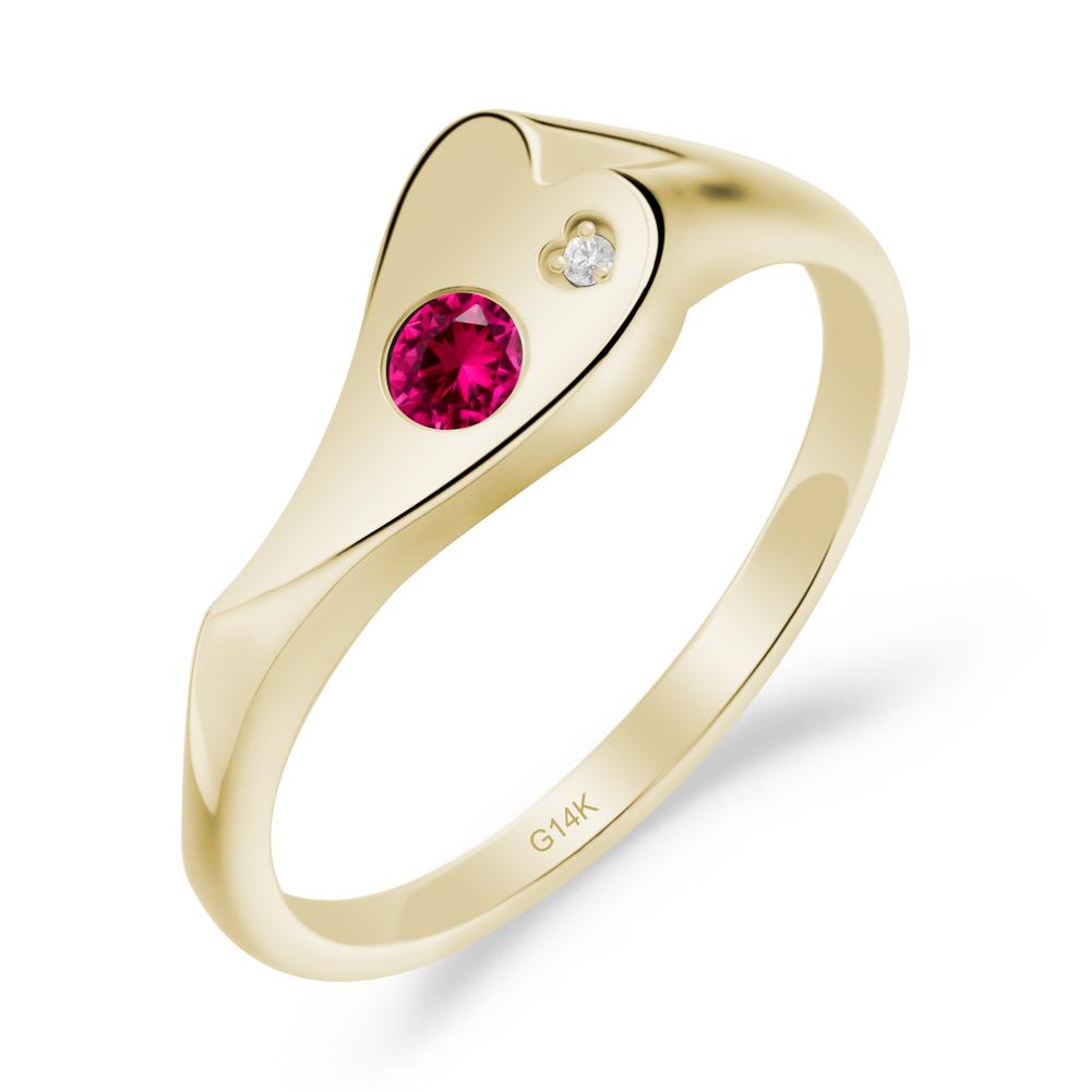 Ruby Heart Shaped Engagement Ring - LUO Jewelry #metal_14k yellow gold