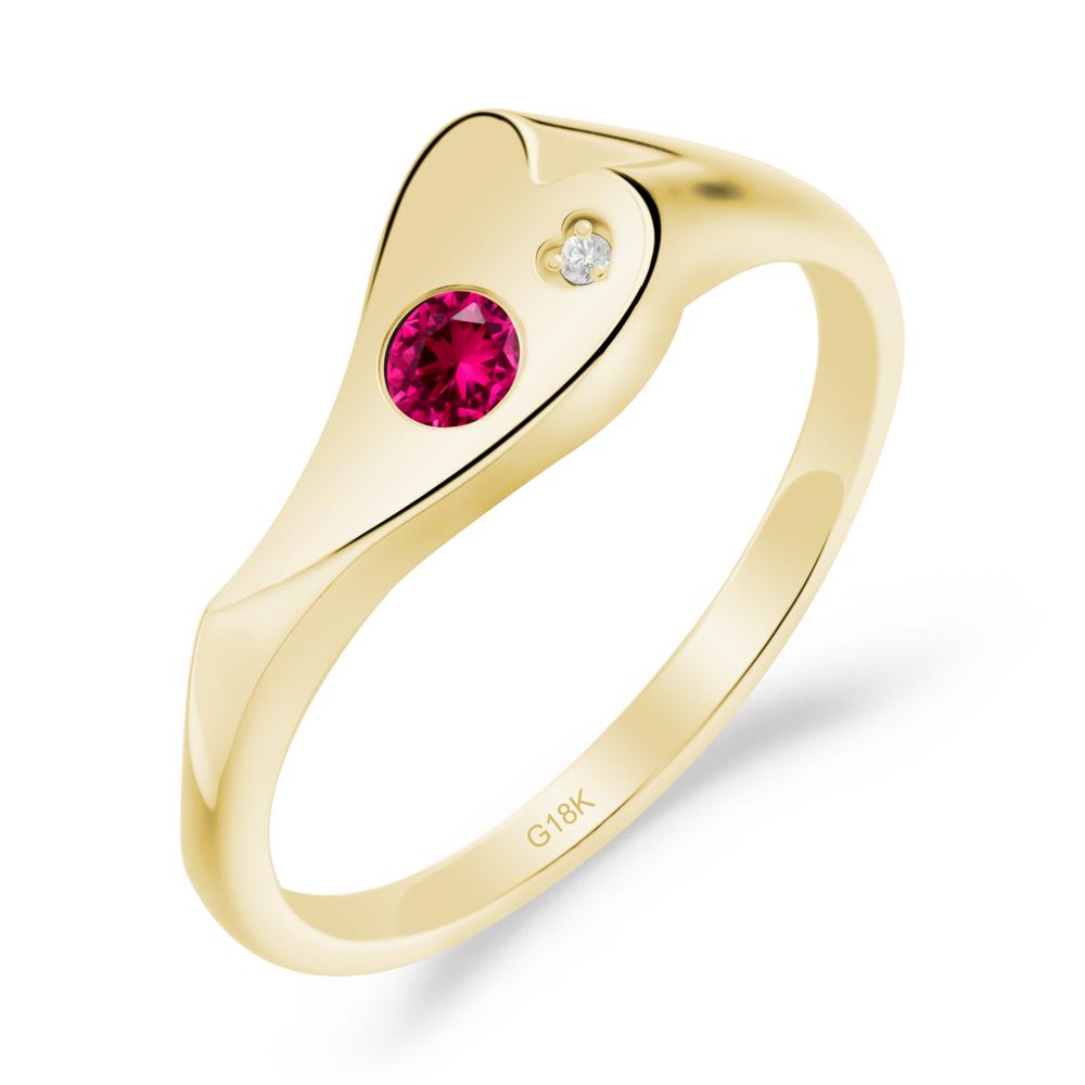 Ruby Heart Shaped Engagement Ring - LUO Jewelry #metal_18k yellow gold