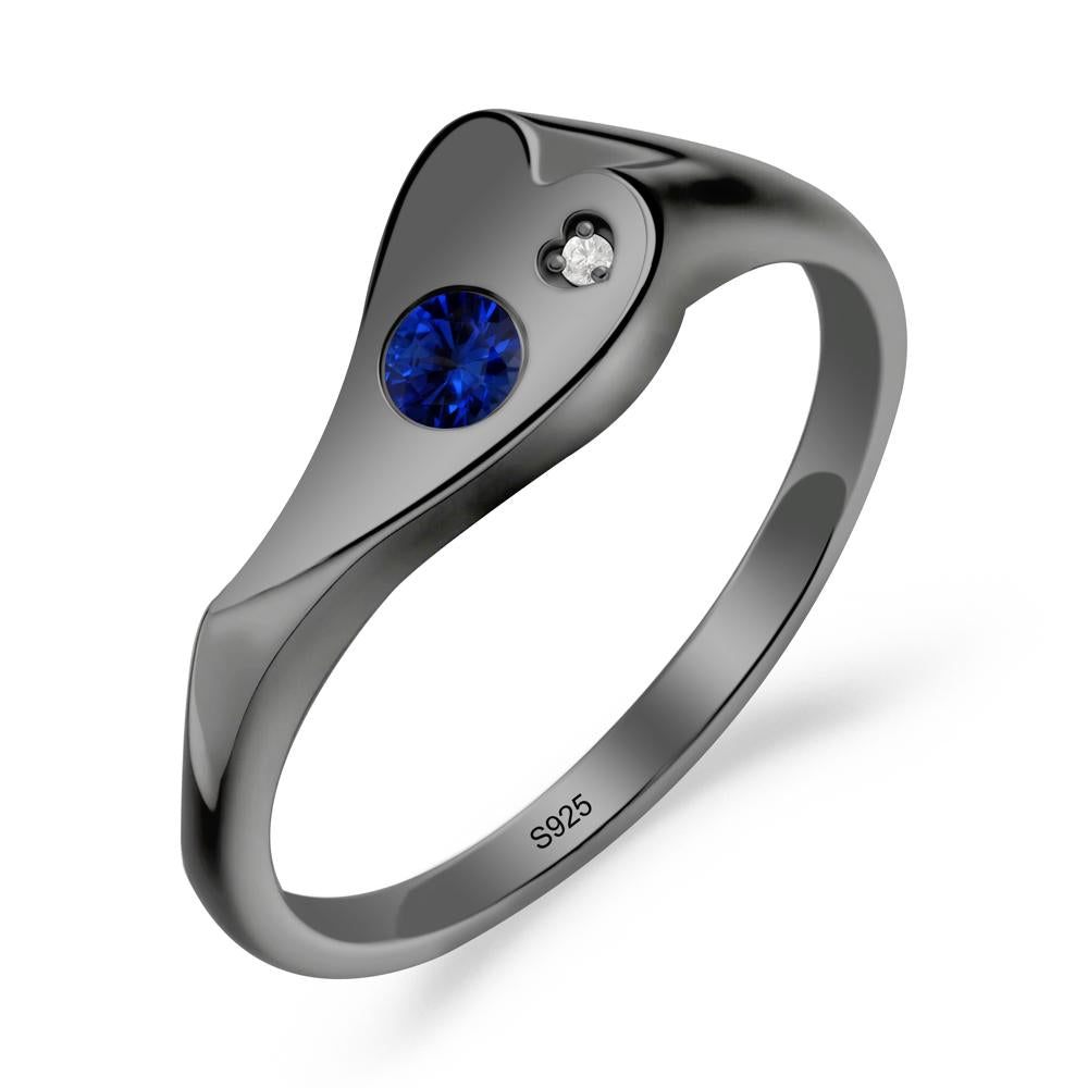 Sapphire Heart Shaped Engagement Ring - LUO Jewelry #metal_black finish sterling silver