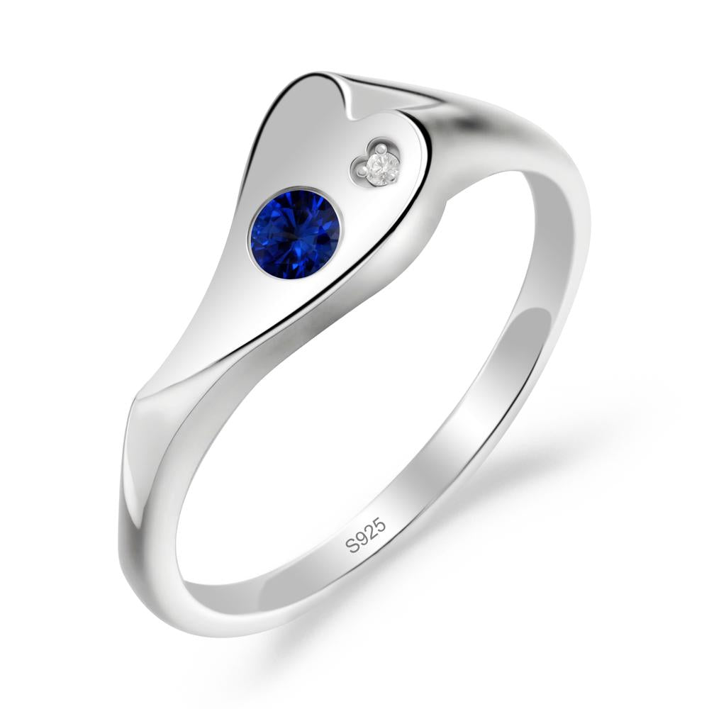 Sapphire Heart Shaped Engagement Ring - LUO Jewelry #metal_sterling silver