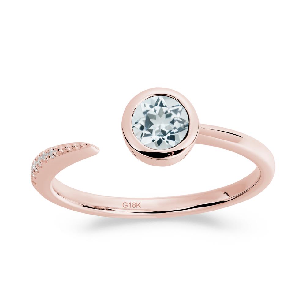 Bezel Set Round Aquamarine Open Ring - LUO Jewelry #metal_18k rose gold