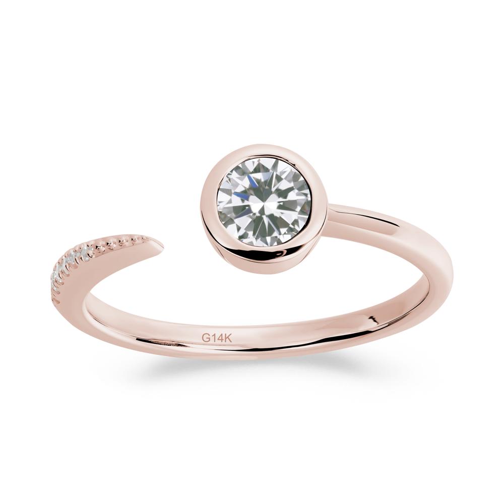 Bezel Set Round Cubic Zirconia Open Ring - LUO Jewelry #metal_14k rose gold