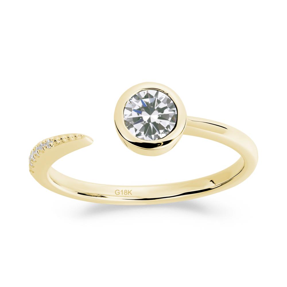Bezel Set Round Cubic Zirconia Open Ring - LUO Jewelry #metal_18k yellow gold