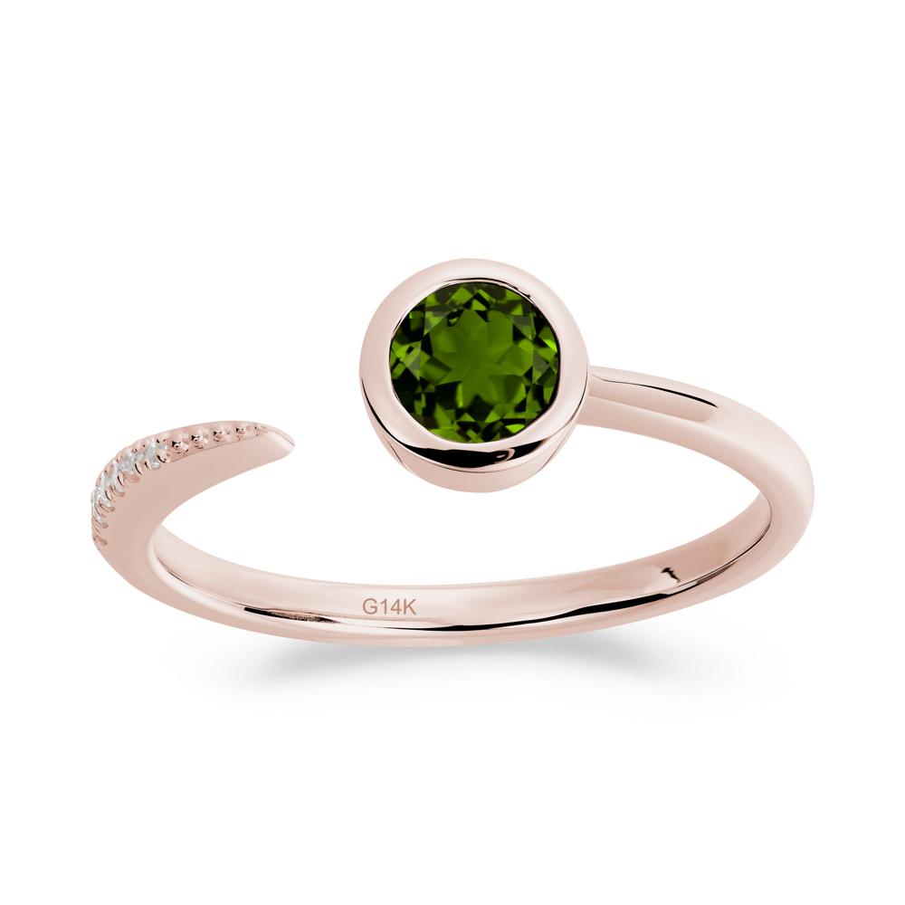 Bezel Set Round Diopside Open Ring - LUO Jewelry #metal_14k rose gold