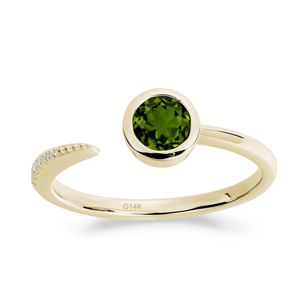 Bezel Set Round Diopside Open Ring - LUO Jewelry #metal_14k yellow gold