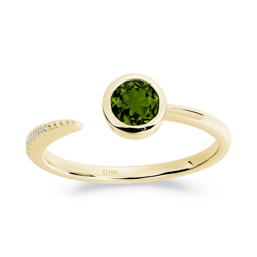 Bezel Set Round Diopside Open Ring - LUO Jewelry #metal_18k yellow gold