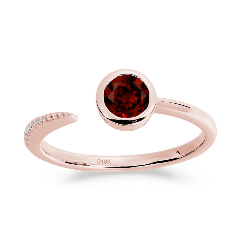 Bezel Set Round Garnet Open Ring - LUO Jewelry #metal_18k rose gold