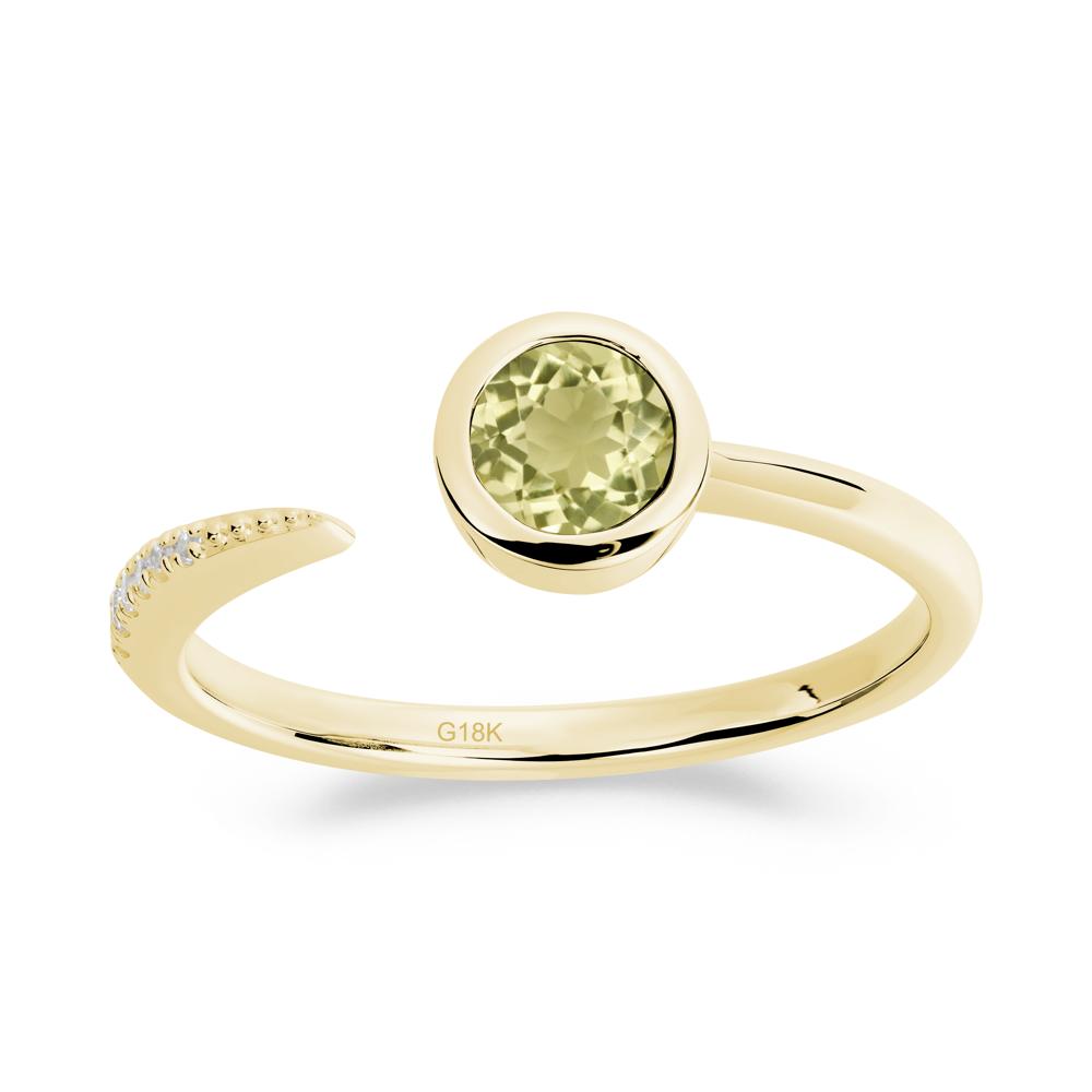 Bezel Set Round Lemon Quartz Open Ring - LUO Jewelry #metal_18k yellow gold