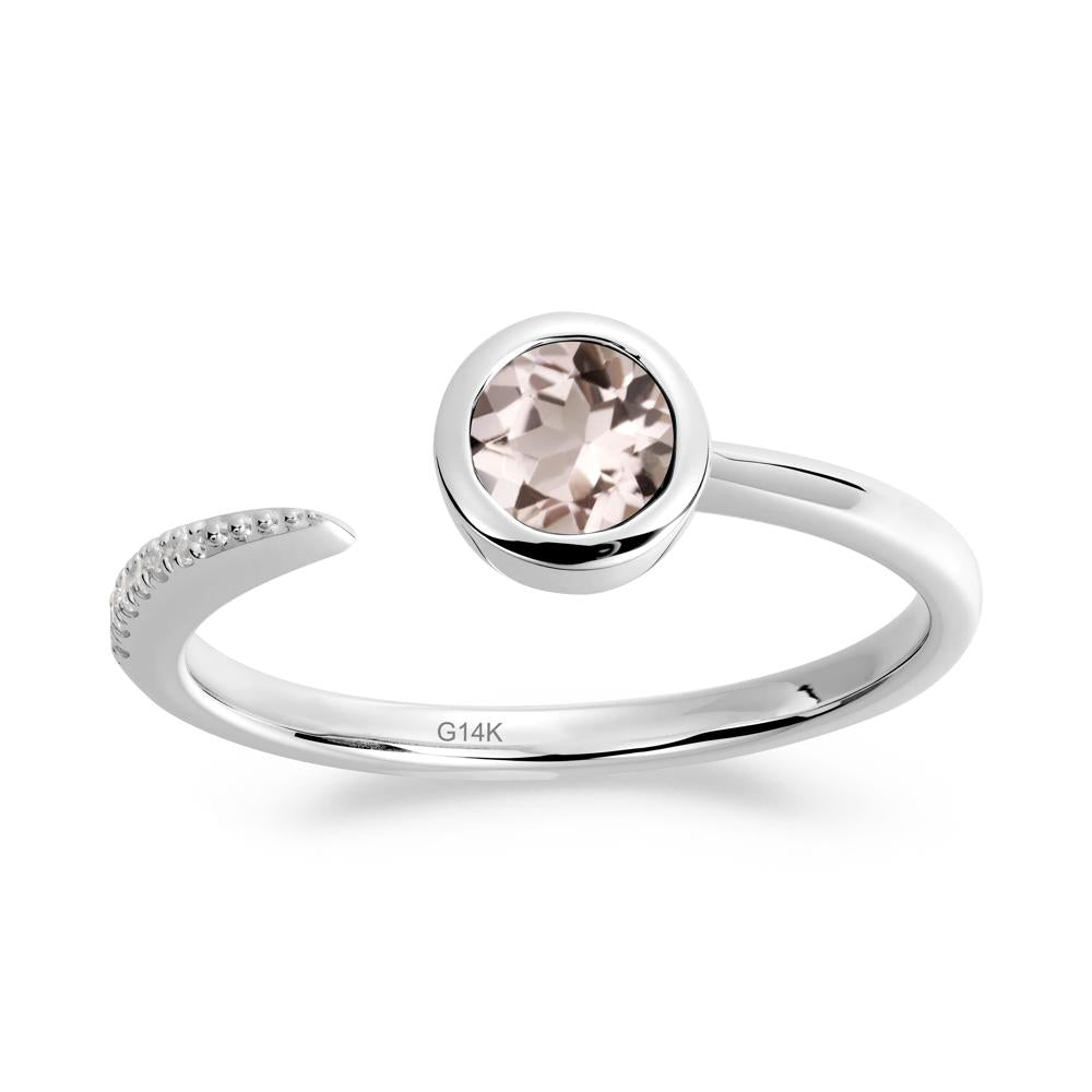 Bezel Set Round Morganite Open Ring - LUO Jewelry #metal_14k white gold
