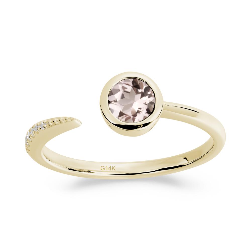 Bezel Set Round Morganite Open Ring - LUO Jewelry #metal_14k yellow gold