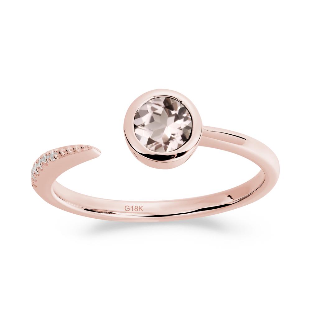 Bezel Set Round Morganite Open Ring - LUO Jewelry #metal_18k rose gold