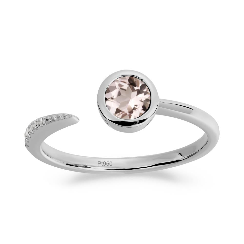 Bezel Set Round Morganite Open Ring - LUO Jewelry #metal_platinum
