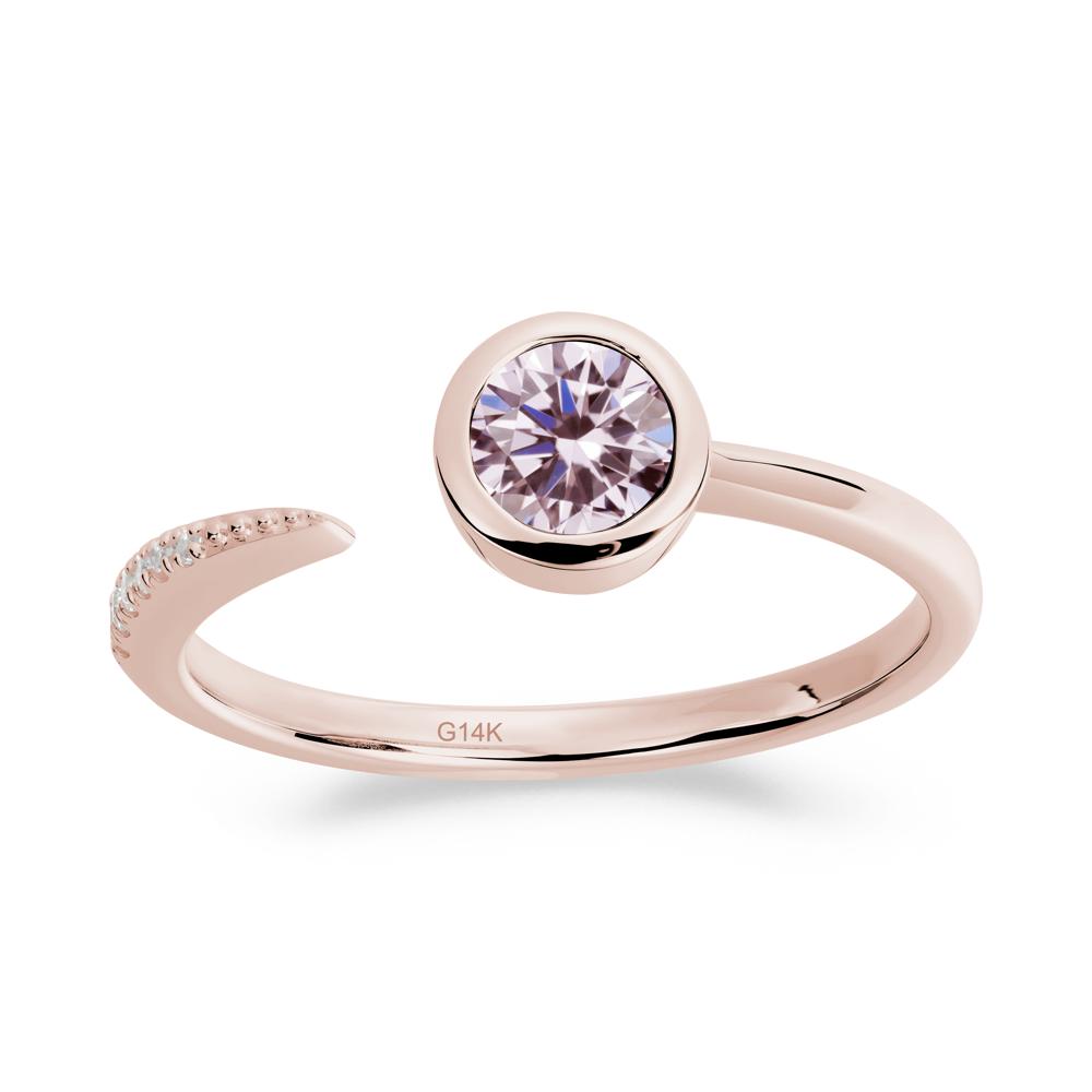 Bezel Set Round Pink Cubic Zirconia Open Ring - LUO Jewelry #metal_14k rose gold