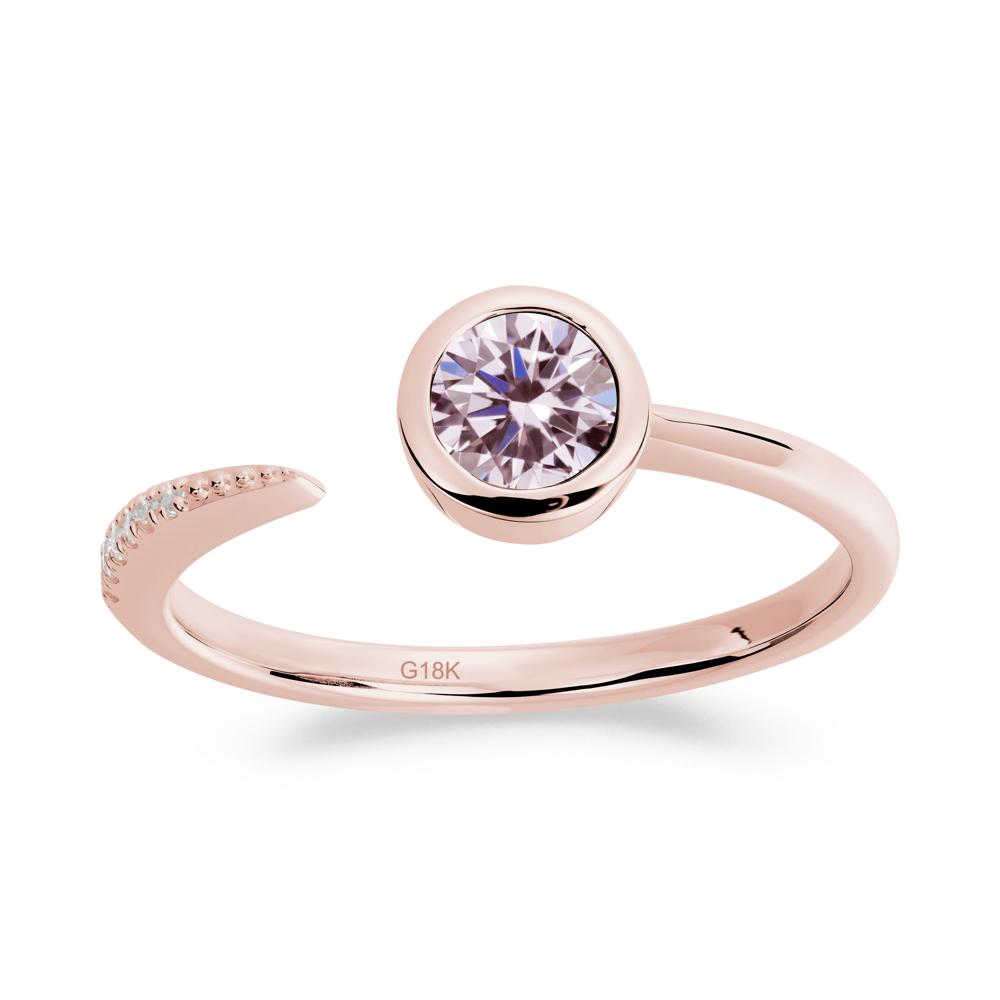 Bezel Set Round Pink Cubic Zirconia Open Ring - LUO Jewelry #metal_18k rose gold