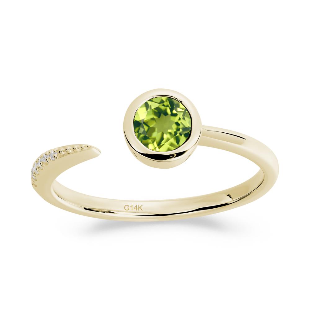 Bezel Set Round Peridot Open Ring - LUO Jewelry #metal_14k yellow gold