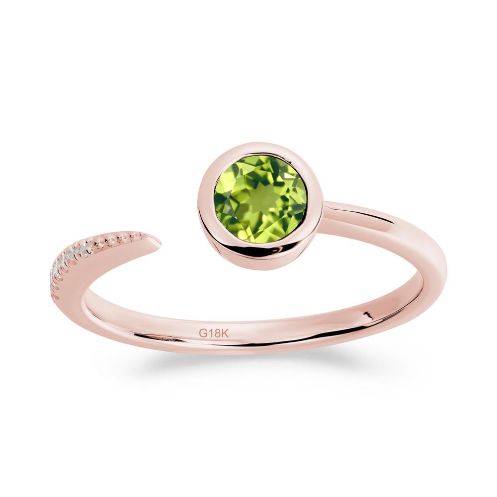 Bezel Set Round Peridot Open Ring - LUO Jewelry #metal_18k rose gold