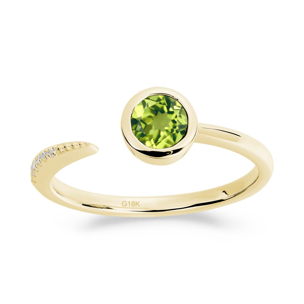 Bezel Set Round Peridot Open Ring - LUO Jewelry #metal_18k yellow gold