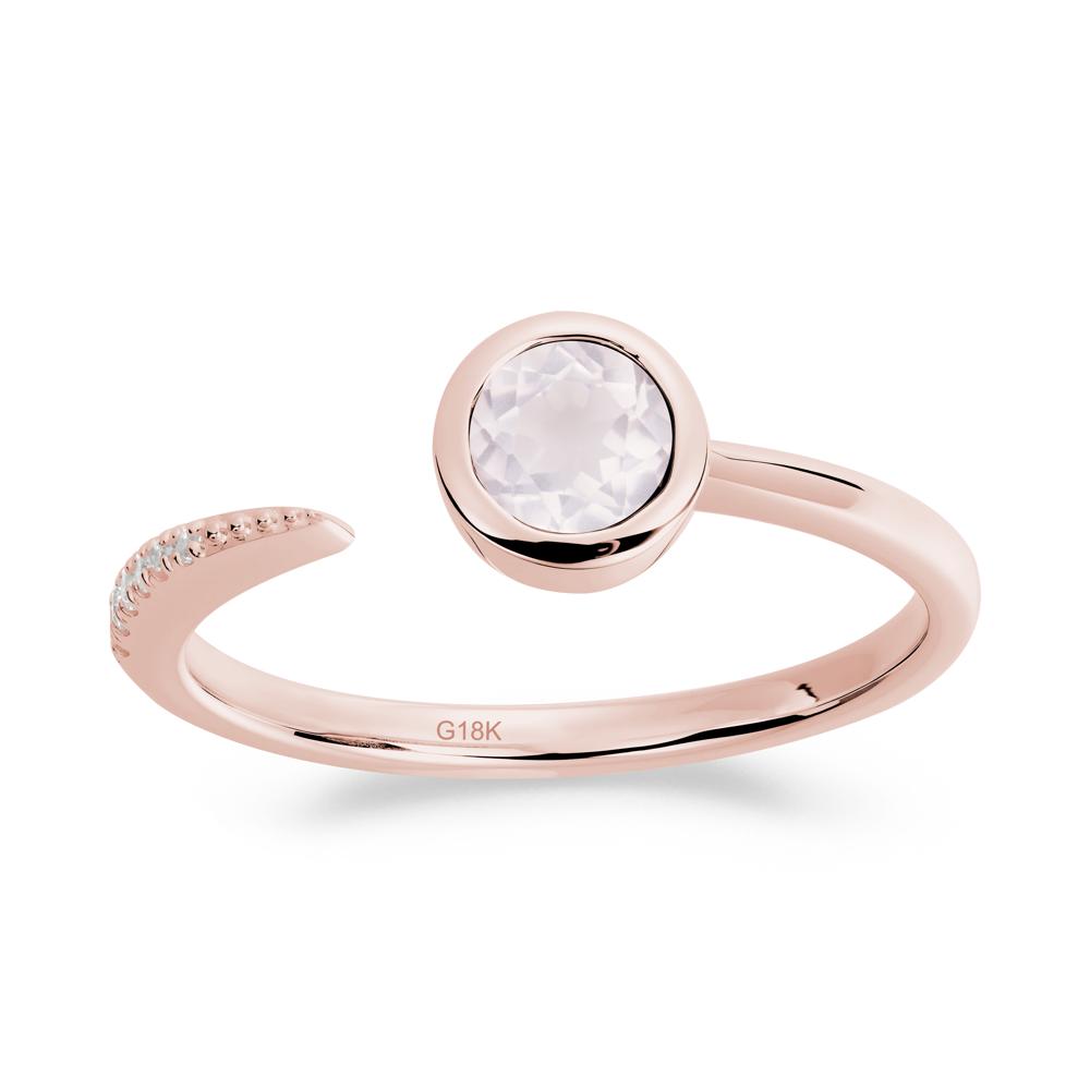 Bezel Set Round Rose Quartz Open Ring - LUO Jewelry #metal_18k rose gold