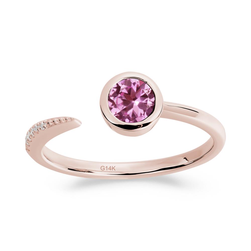 Bezel Set Round Pink Sapphire Open Ring - LUO Jewelry #metal_14k rose gold