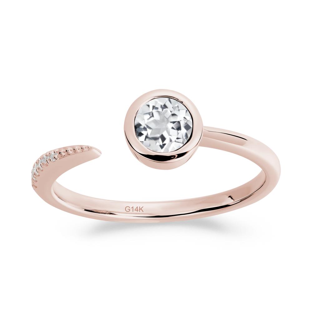 Bezel Set Round White Topaz Open Ring - LUO Jewelry #metal_14k rose gold