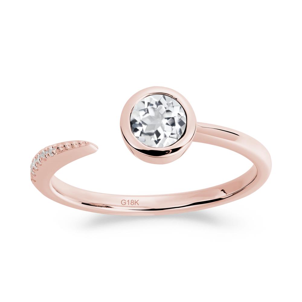 Bezel Set Round White Topaz Open Ring - LUO Jewelry #metal_18k rose gold